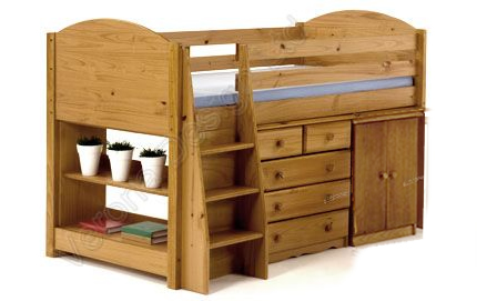 Verona Midsleeper Set with Cupboard | Antique Finish